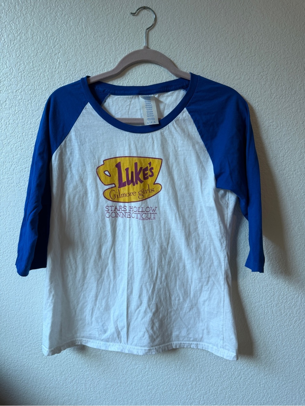 Gilmore Girls Luke's Diner Raglan Tee - White & Blue